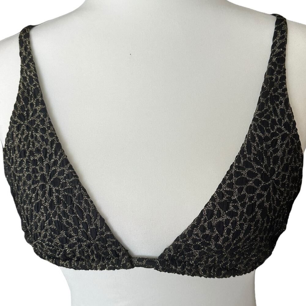 NWT Demi Moore X Andie Bikini Top The Tropez Swimwear Black Gold Beach Size L